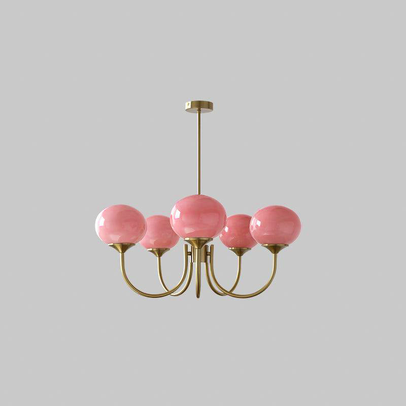 Multi-Head Pendant Chandelier with Colored Glass Shades 18-26 in Metallic Finish for Dining Room Bedroom Kitchen Island Overhead Lighting E2