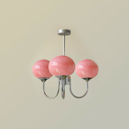 Multi-Head Pendant Chandelier with Colored Glass Shades 18-26 in Metallic Finish for Dining Room Bedroom Kitchen Island Overhead Lighting E2