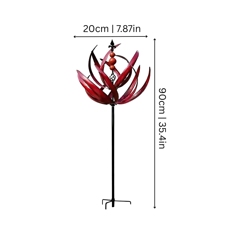 Kinetic Yard Sculpture Spinning Metal Stake Decoration for Lawns Patios Gardens Breeze-Activated Weatherproof Accent Piece Red Blue Reflecti