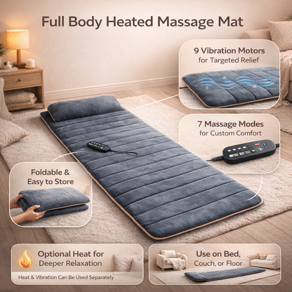 Matelas de massage corporel complet avec vibration électrique et thérapie par la chaleur