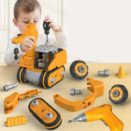 Kids Construction Toolkit with Working Power Drill & Vehicles | Take-Apart Building Set for Hands-On Learning, STEM Play & Group Projects