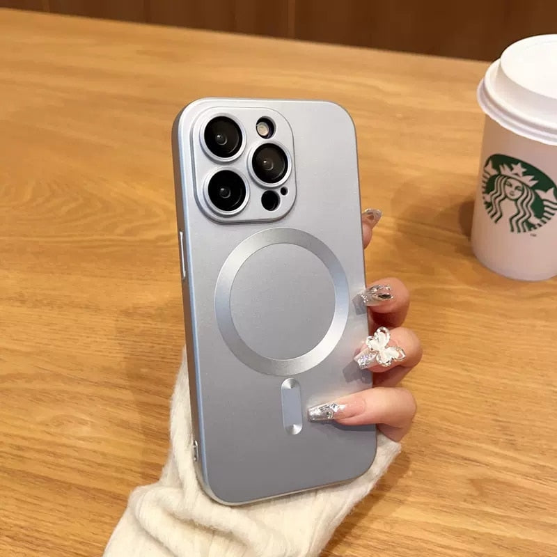 Silicone MagSafe iPhone Case with Camera Lens Protection – Soft Grip Anti-Fingerprint Cover for iPhone 14 15 16 17 Pro Max Air