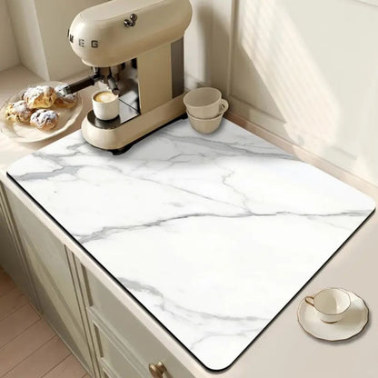 Tapis de séchage à vaisselle Maven - Terre de diatomées absorbante, antidérapant, design marbré moderne
