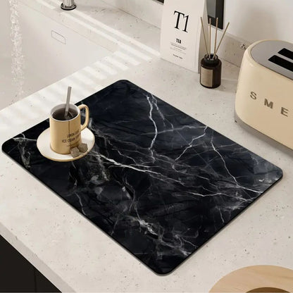 Tapis de séchage à vaisselle Maven - Terre de diatomées absorbante, antidérapant, design marbré moderne