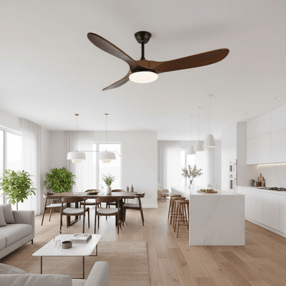 Ceiling Fan with Light 42in 52in Real Wood Blades 6 Speed LED Indoor Modern for Living Room Bedroom Dining Room Office Adjustable Temperatur