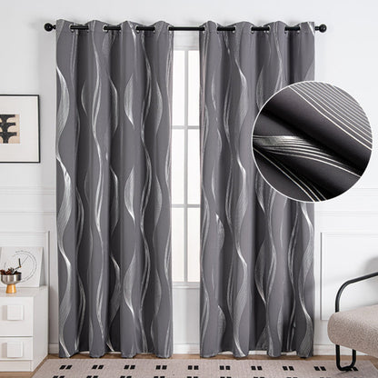 Maverick Blackout Curtain Panel - Soft Microfiber, Modern Wave Pattern