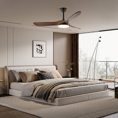 Ceiling Fan with Light 42in 52in Real Wood Blades 6 Speed LED Indoor Modern for Living Room Bedroom Dining Room Office Adjustable Temperatur