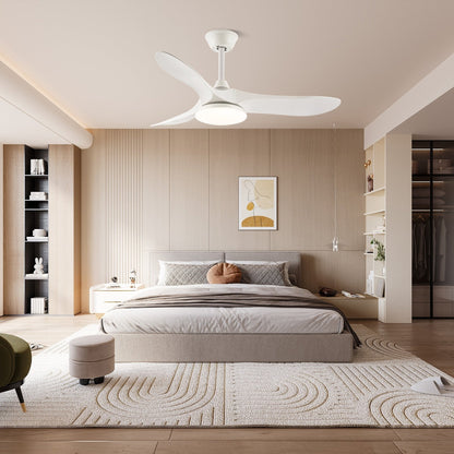 Ceiling Fan with Light 42in 52in Real Wood Blades 6 Speed LED Indoor Modern for Living Room Bedroom Dining Room Office Adjustable Temperatur