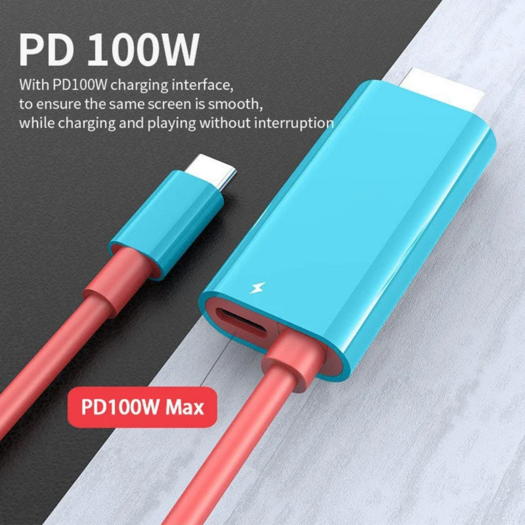 USB-C to HDMI Cable with Power Delivery Fast Charging – 6.6 ft Adapter Cord for Gaming Console, Phone, Tablet & Laptop Display Output