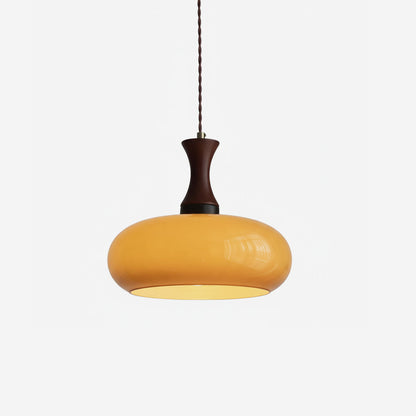 Hanging Light Fixture with Amber Glass Shade 7 Inch Diameter Adjustable Cord for Kitchen Islands Dining Tables Breakfast Bars Modern Farmhou