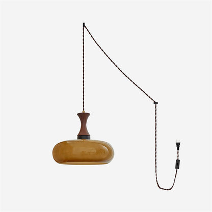 Glass Pendant Light for Kitchen Island & Dining Room — Adjustable Hanging Fixture with Warm Amber Shade, 11 Inch Wide, Dimmable Modern Farmh