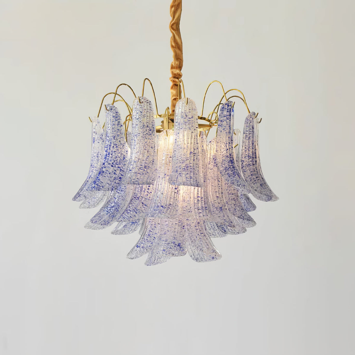 Hand-Blown Art Glass Chandelier Multi-Bulb Pendant Light Fixture Vibrant Colors Dining Room Living Room Statement Lighting 20-24 inch Diamet