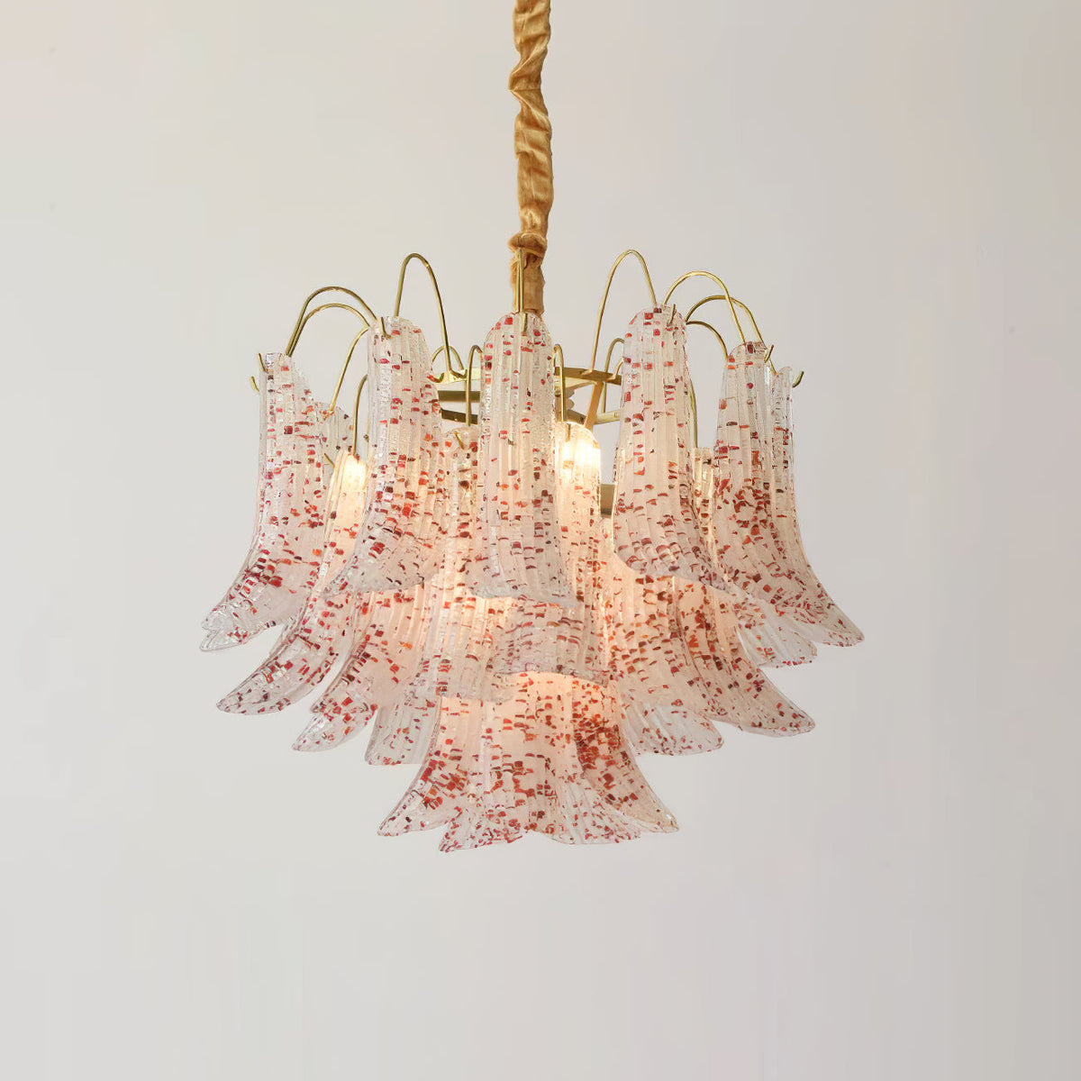 Hand-Blown Art Glass Chandelier Multi-Bulb Pendant Light Fixture Vibrant Colors Dining Room Living Room Statement Lighting 20-24 inch Diamet