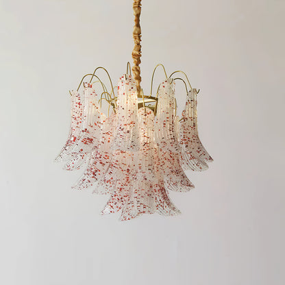 Hand-Blown Art Glass Chandelier Multi-Bulb Pendant Light Fixture Vibrant Colors Dining Room Living Room Statement Lighting 20-24 inch Diamet