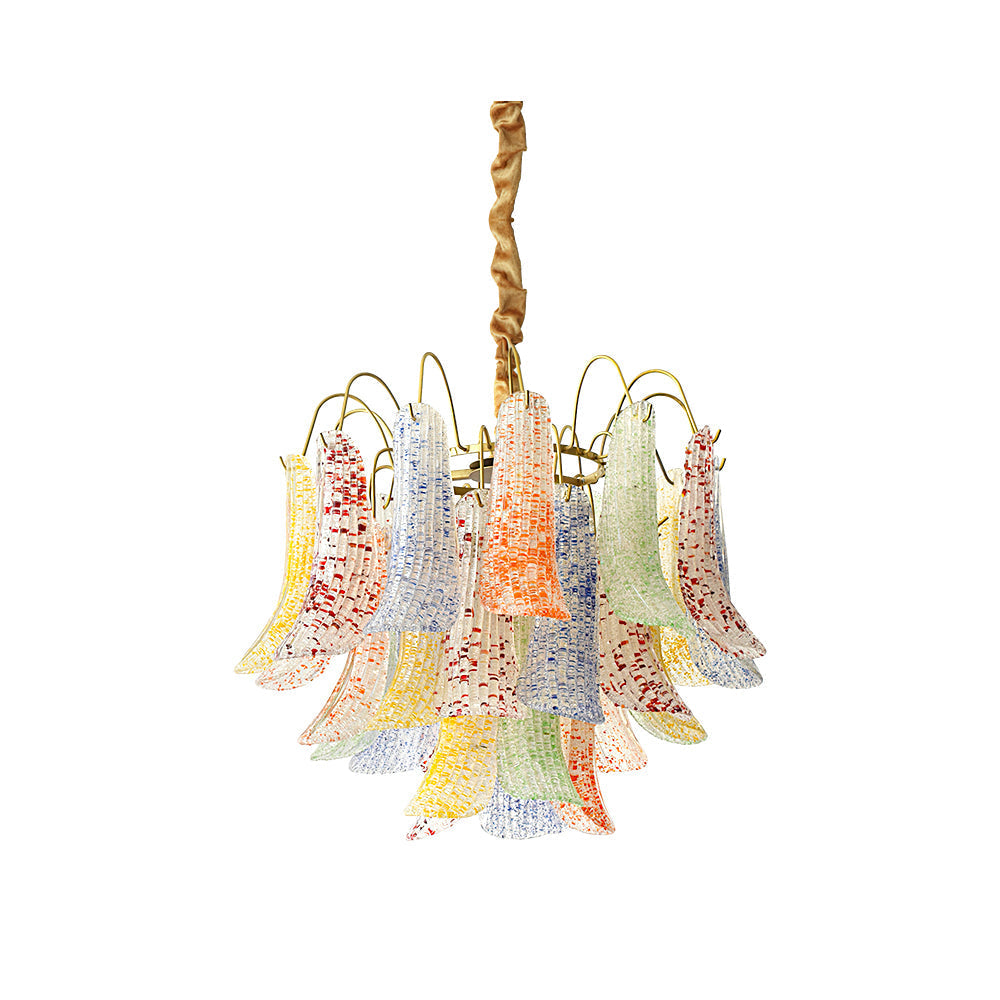 Hand-Blown Art Glass Chandelier Multi-Bulb Pendant Light Fixture Vibrant Colors Dining Room Living Room Statement Lighting 20-24 inch Diamet