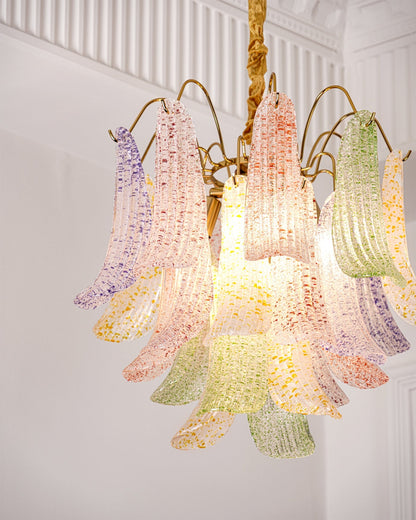 Hand-Blown Art Glass Chandelier Multi-Bulb Pendant Light Fixture Vibrant Colors Dining Room Living Room Statement Lighting 20-24 inch Diamet