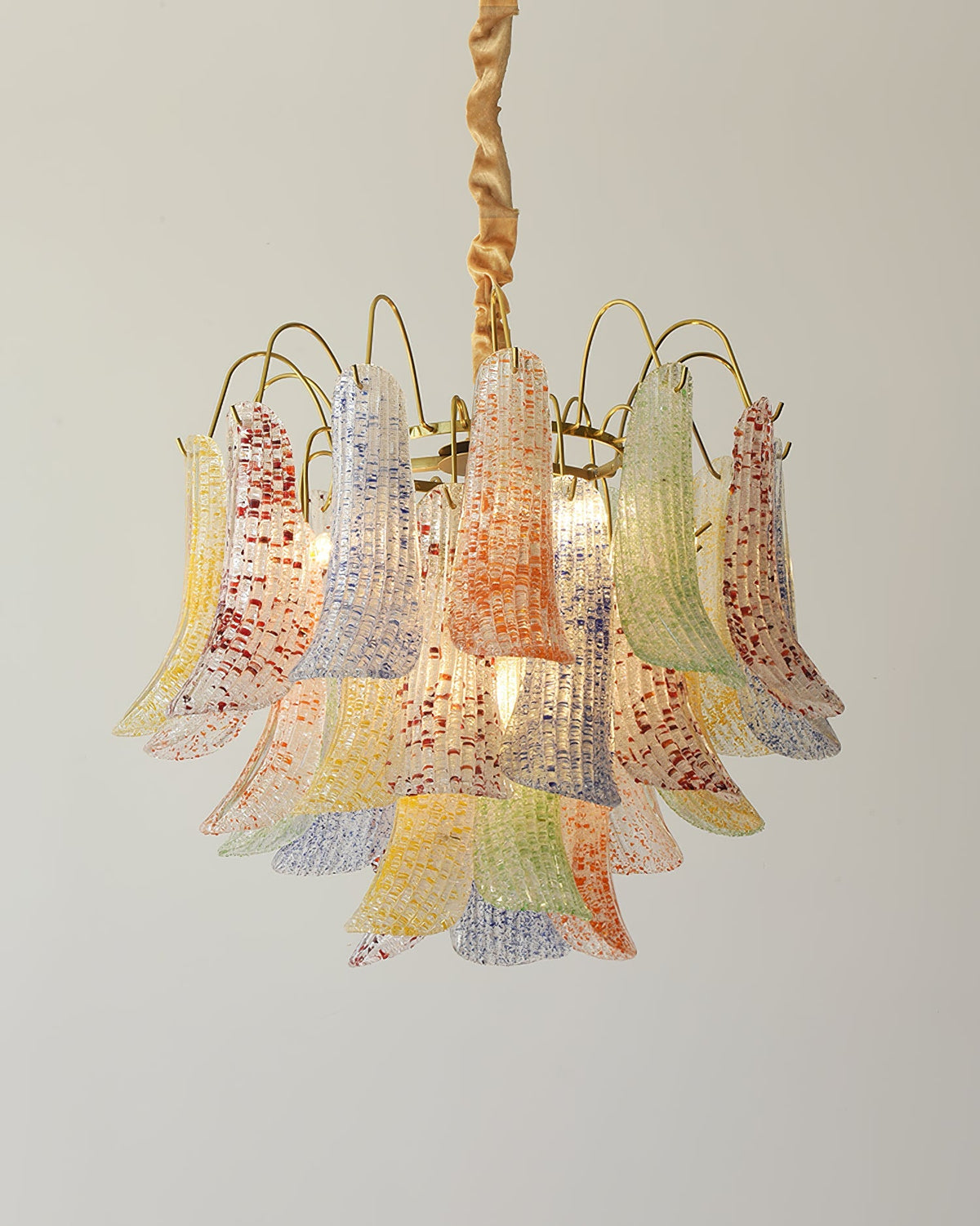 Hand-Blown Art Glass Chandelier Multi-Bulb Pendant Light Fixture Vibrant Colors Dining Room Living Room Statement Lighting 20-24 inch Diamet