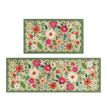 Meadowlyn Kitchen Mat Set - Boho Floral, Anti-Fatigue, Washable