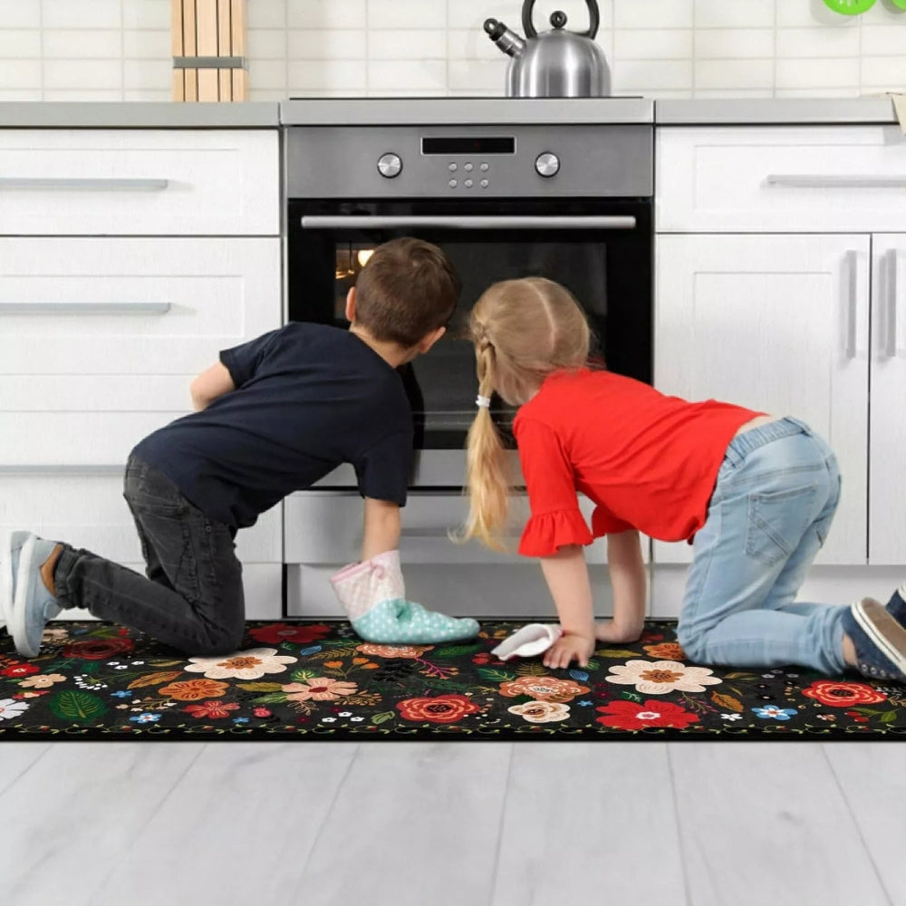 Meadowlyn Kitchen Mat Set - Boho Floral, Anti-Fatigue, Washable
