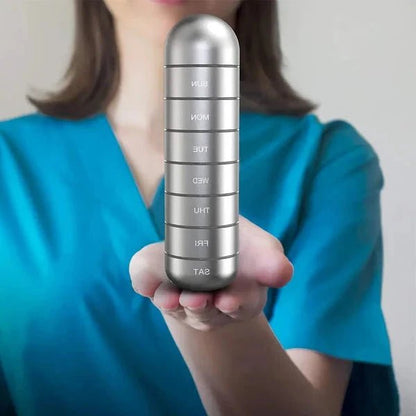 Mediwell Pill Organizer - Portable Aluminum 7-Day Case for Travel