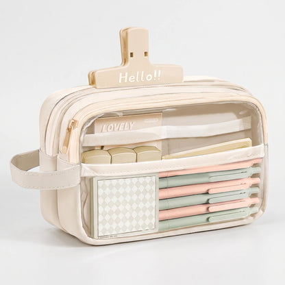 5-Tier Expandable Pencil Organizer with Clear Window & Handle for Desk, Study, and Travel
