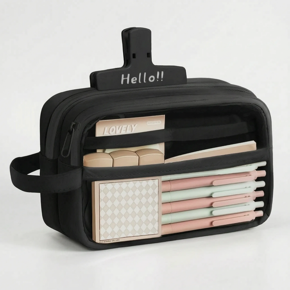 5-Tier Expandable Pencil Organizer with Clear Window & Handle for Desk, Study, and Travel