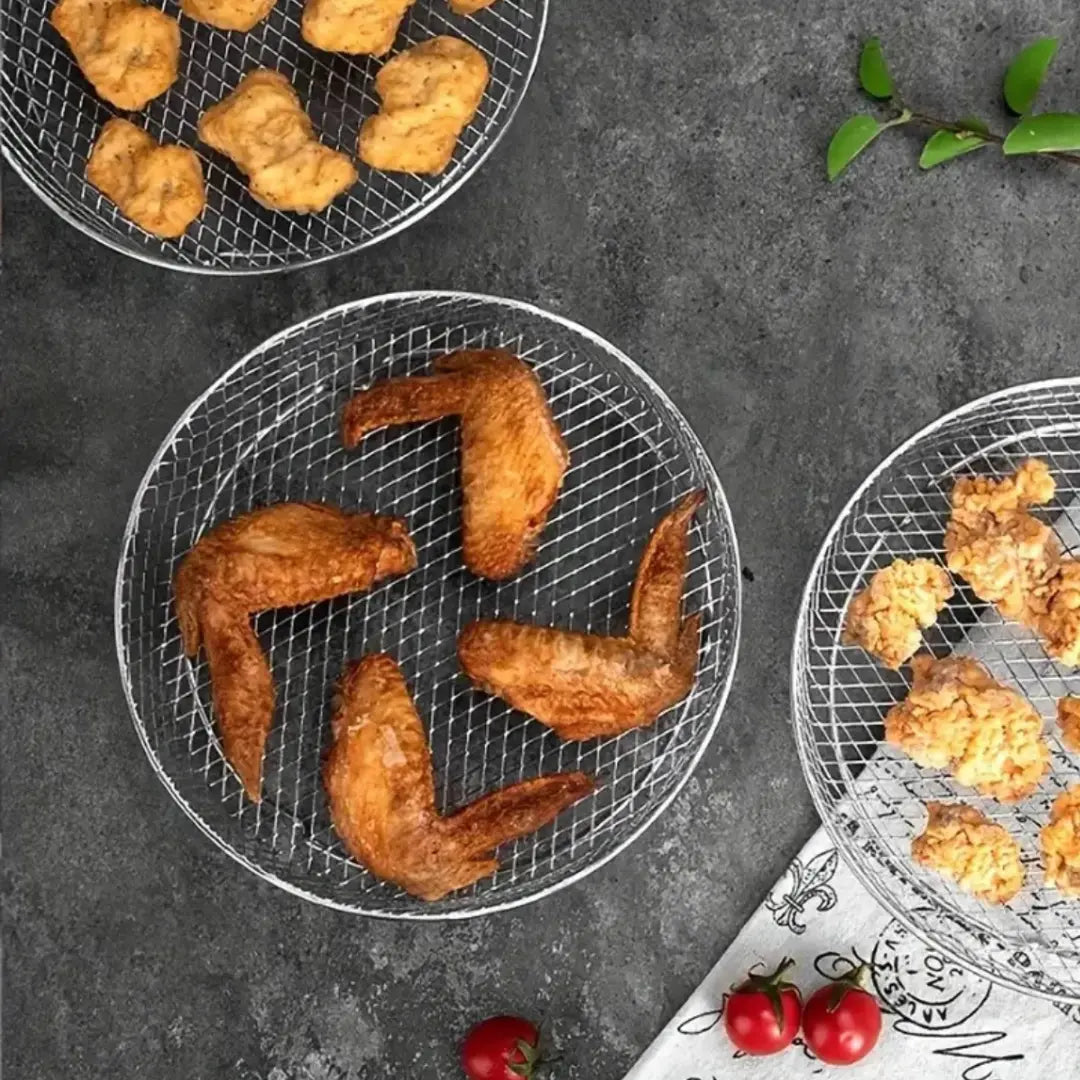 Stackable Air Fryer Racks Set of 3 with Heat-Resistant Tongs for Multi-Level Cooking Kitchen Accessory Round Square Rectangular Stainless St