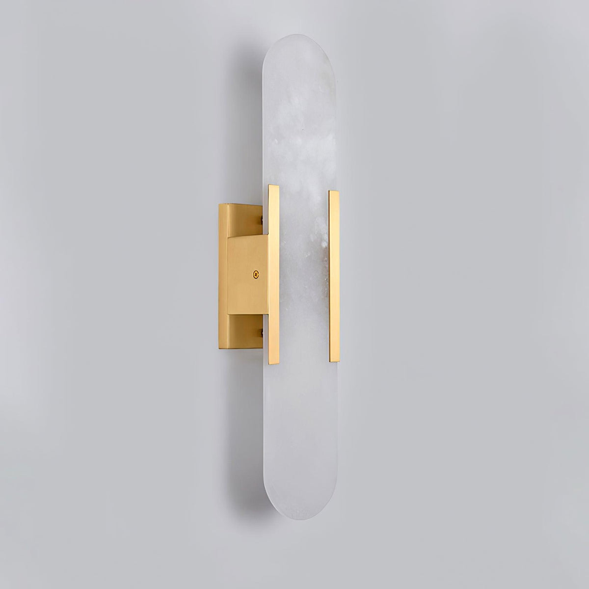 Handcrafted Alabaster Sconce with Brass Accent 14 in Wall Light for Bedroom Hallway Living Room Indoor Fixture G4 LED Modern Elongated Stone