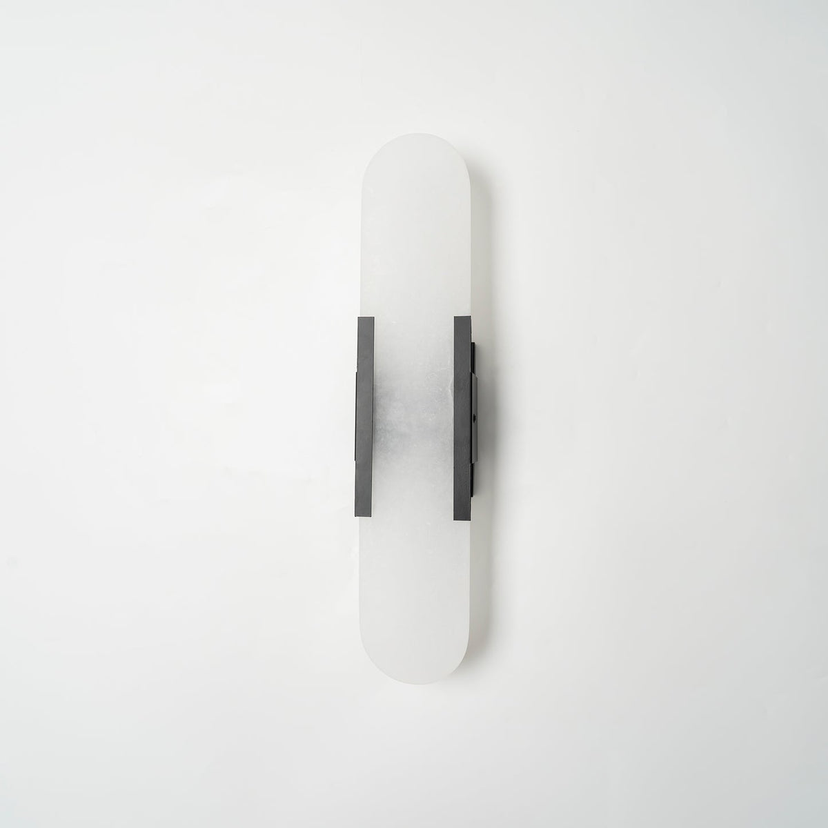 Handcrafted Alabaster Sconce with Brass Accent 14 in Wall Light for Bedroom Hallway Living Room Indoor Fixture G4 LED Modern Elongated Stone