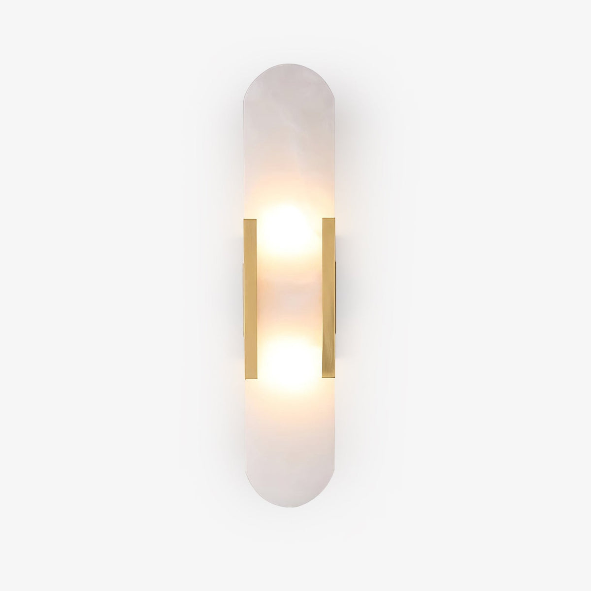 Handcrafted Alabaster Sconce with Brass Accent 14 in Wall Light for Bedroom Hallway Living Room Indoor Fixture G4 LED Modern Elongated Stone