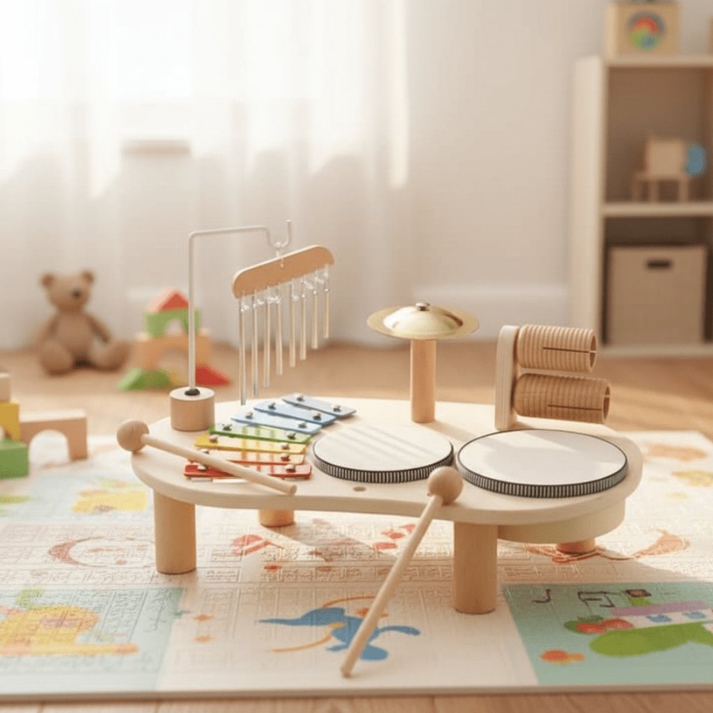 MELOPLAY – Wooden Musical Toy Set Kids Learning Instruments 8 Piece