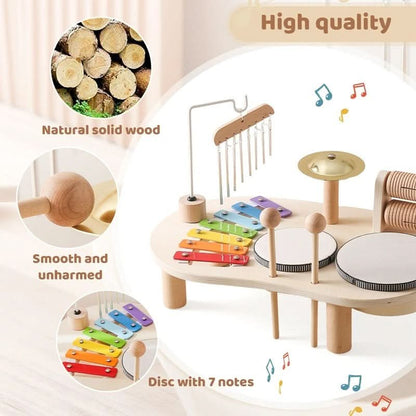 MELOPLAY – Wooden Musical Toy Set Kids Learning Instruments 8 Piece