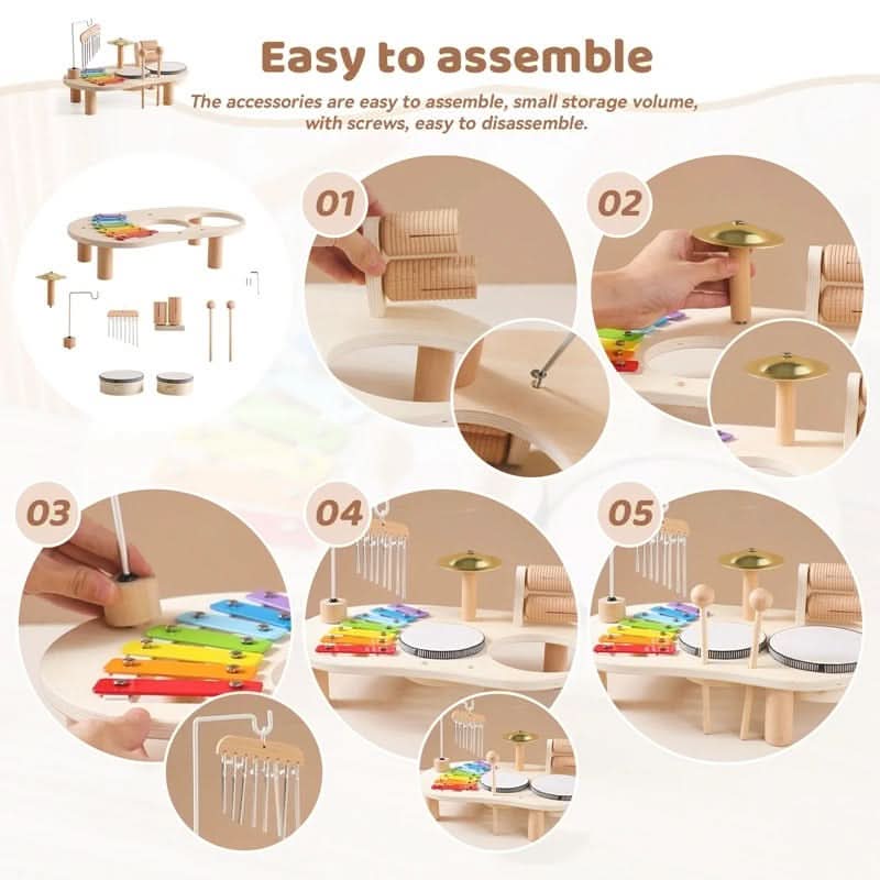 MELOPLAY – Wooden Musical Toy Set Kids Learning Instruments 8 Piece