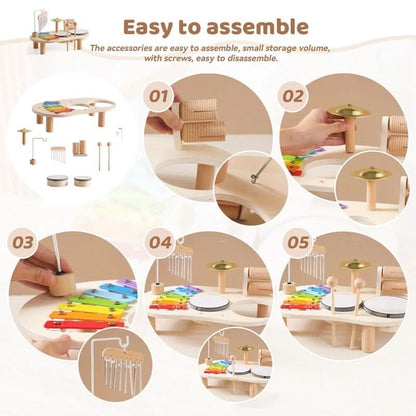 MELOPLAY – Wooden Musical Toy Set Kids Learning Instruments 8 Piece