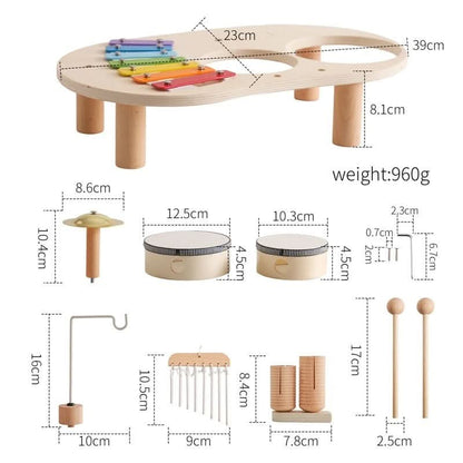 MELOPLAY – Wooden Musical Toy Set Kids Learning Instruments 8 Piece