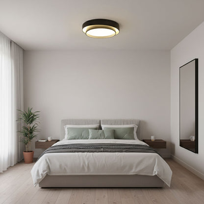 Flush Mount LED Ceiling Light Round Low-Profile Fixture Black White Gray 16 20 24 Inch Diameter for Bedroom Hall Kitchen Foyer