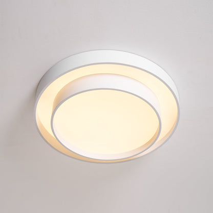Round LED Flush Mount Light Fixture Metal White 16 20 24 Inch for Bedroom Living Room Office Modern Low Profile Overhead Lighting 3000K 4000