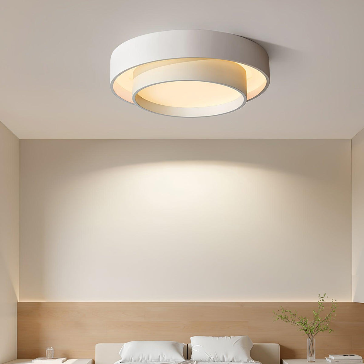 Round LED Flush Mount Light Fixture Metal White 16 20 24 Inch for Bedroom Living Room Office Modern Low Profile Overhead Lighting 3000K 4000