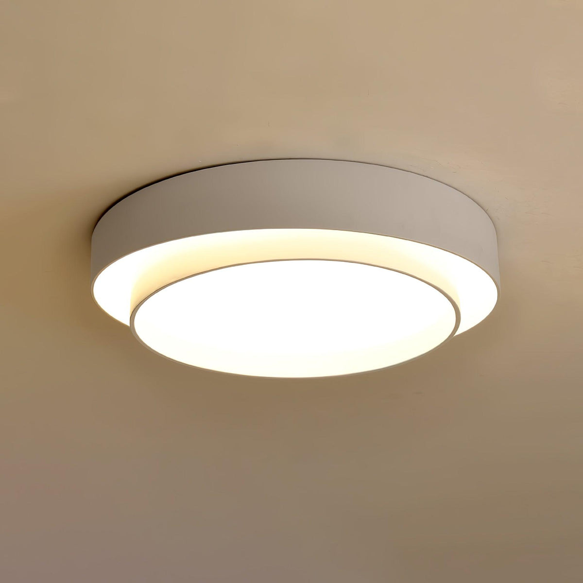 Round LED Flush Mount Light Fixture Metal White 16 20 24 Inch for Bedroom Living Room Office Modern Low Profile Overhead Lighting 3000K 4000