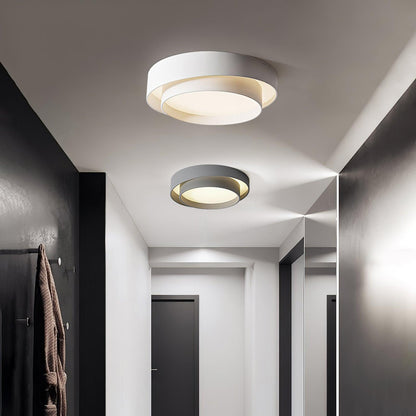 Modern Layered Drum Flush Mount Ceiling Light with Integrated LED for Living Room & Bedroom