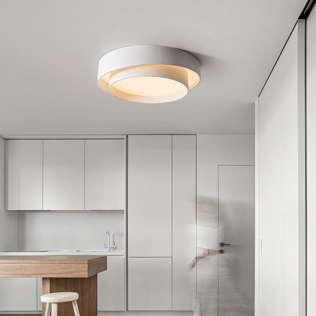 Flush Mount LED Ceiling Light Round Low-Profile Fixture Black White Gray 16 20 24 Inch Diameter for Bedroom Hall Kitchen Foyer