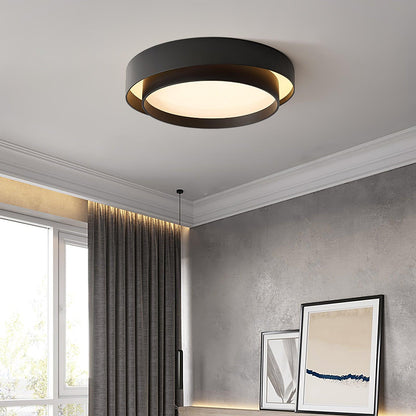 Round LED Flush Mount Light Fixture Metal White 16 20 24 Inch for Bedroom Living Room Office Modern Low Profile Overhead Lighting 3000K 4000