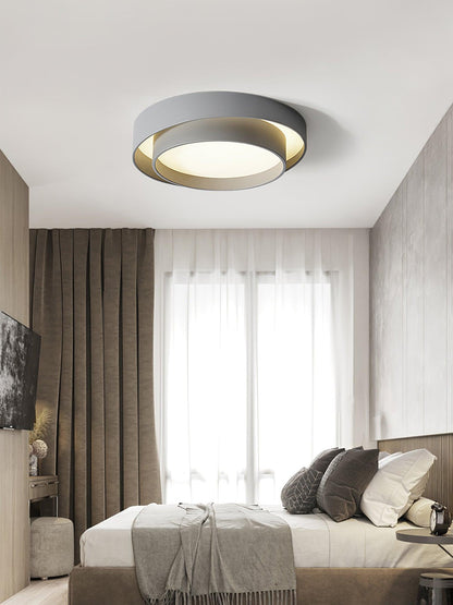 Flush Mount LED Ceiling Light Round Low-Profile Fixture Black White Gray 16 20 24 Inch Diameter for Bedroom Hall Kitchen Foyer