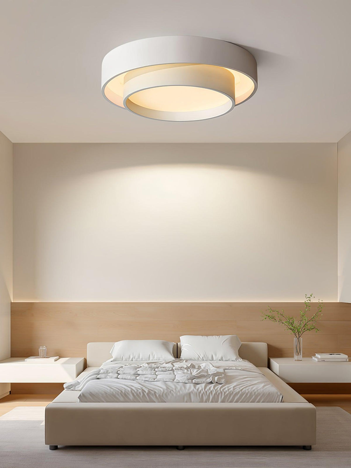 Flush Mount LED Ceiling Light Round Low-Profile Fixture Black White Gray 16 20 24 Inch Diameter for Bedroom Hall Kitchen Foyer