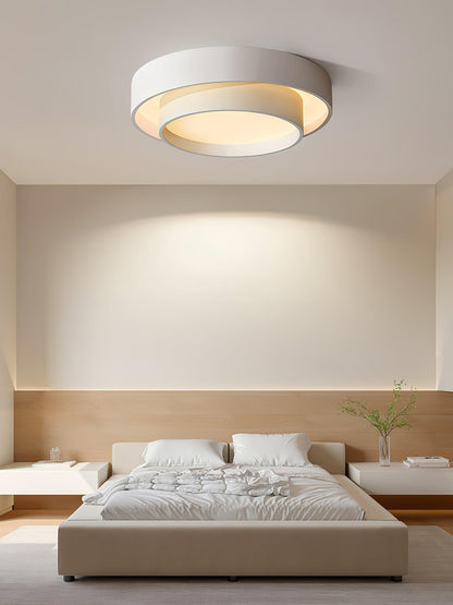 Modern Layered Drum Flush Mount Ceiling Light with Integrated LED for Living Room & Bedroom