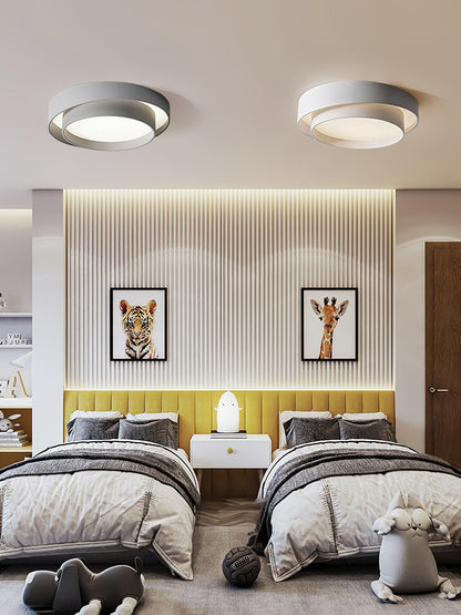 Round LED Flush Mount Light Fixture Metal White 16 20 24 Inch for Bedroom Living Room Office Modern Low Profile Overhead Lighting 3000K 4000