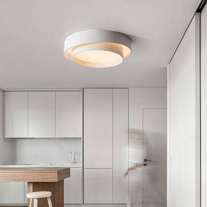 Round LED Flush Mount Light Fixture Metal White 16 20 24 Inch for Bedroom Living Room Office Modern Low Profile Overhead Lighting 3000K 4000
