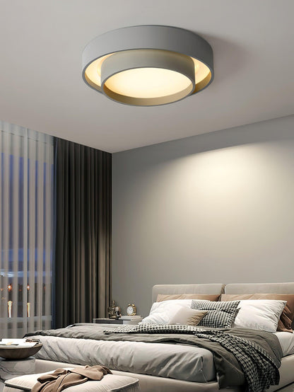 Flush Mount LED Ceiling Light Round Low-Profile Fixture Black White Gray 16 20 24 Inch Diameter for Bedroom Hall Kitchen Foyer