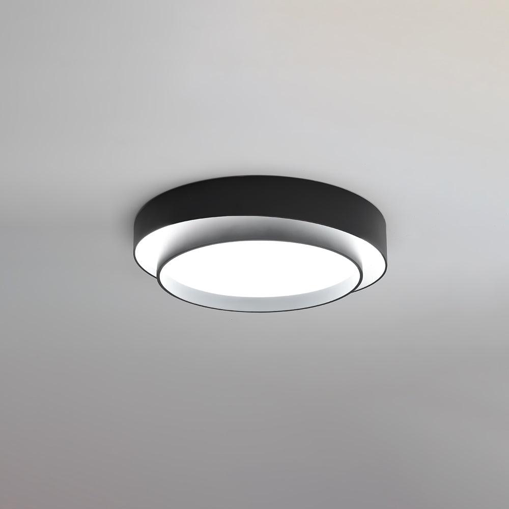 Flush Mount LED Ceiling Light Round Low-Profile Fixture Black White Gray 16 20 24 Inch Diameter for Bedroom Hall Kitchen Foyer