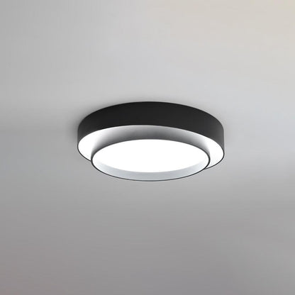 Flush Mount LED Ceiling Light Round Low-Profile Fixture Black White Gray 16 20 24 Inch Diameter for Bedroom Hall Kitchen Foyer